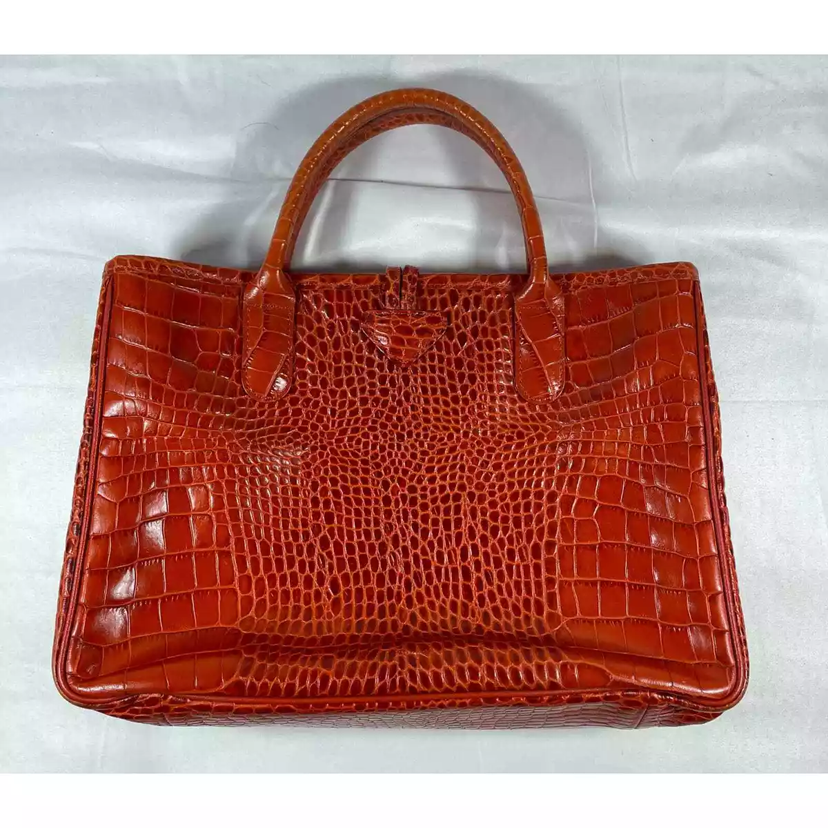 Longchamp Red Croc Embossed Leather Roseau Tote Longchamp