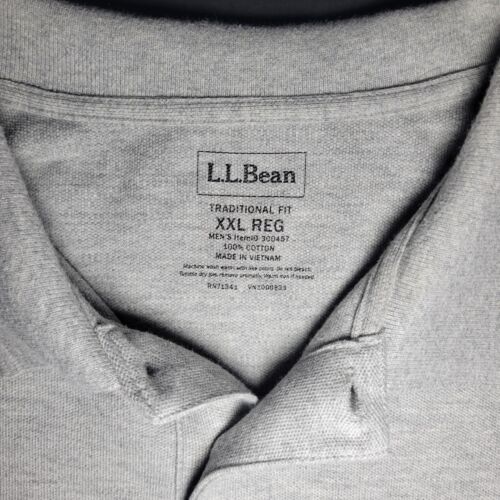 L.L. Bean Mens Gray Traditional Fit Short Sleeve Cotton Polo Size XXL Reg - Picture 3 of 9