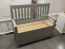 4FT PAINTED SLAT-BACK MONKS BENCH SOLID OAK SEAT/ SETTLE/ PEW /HAND MADE PIGEON