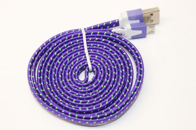 USB-A to Micro USB Cable Data Sync Transfer Charging Cord Nylon Braided Purple