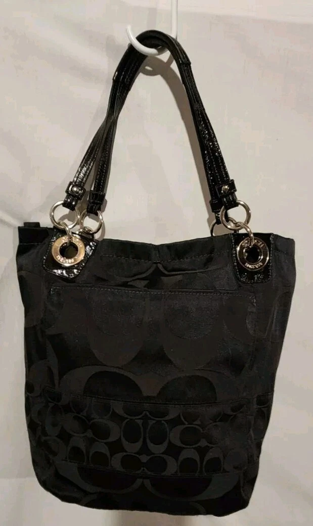BORSA TOTE BAG COACH NERA CON ACCENTI ARGENTO GRANDE