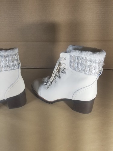 Sam Edelman Manchester Ivory Faux Fur Lined Heeled Lace Up Boots Size 9 New - Picture 13 of 24