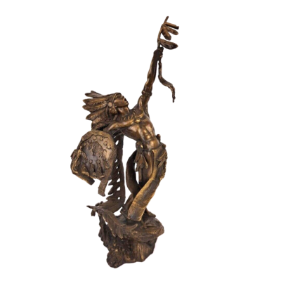 Franklin Mint Bronze Sculpture War Indian Native American Jim 