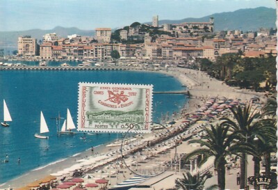 MAXIMUMKARTE 1. TAG - CANNES - DER STRAND - GENERALSTÄNDE EUROPA - 05.03.1960