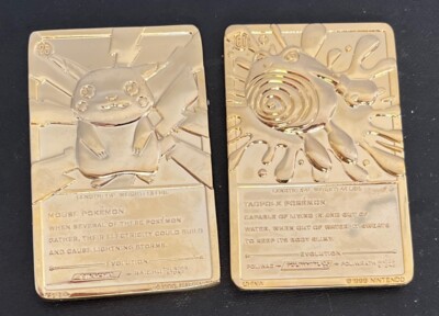 Vintage 90's Nintendo Pokemon Gold Plated Trading Cards | eBay