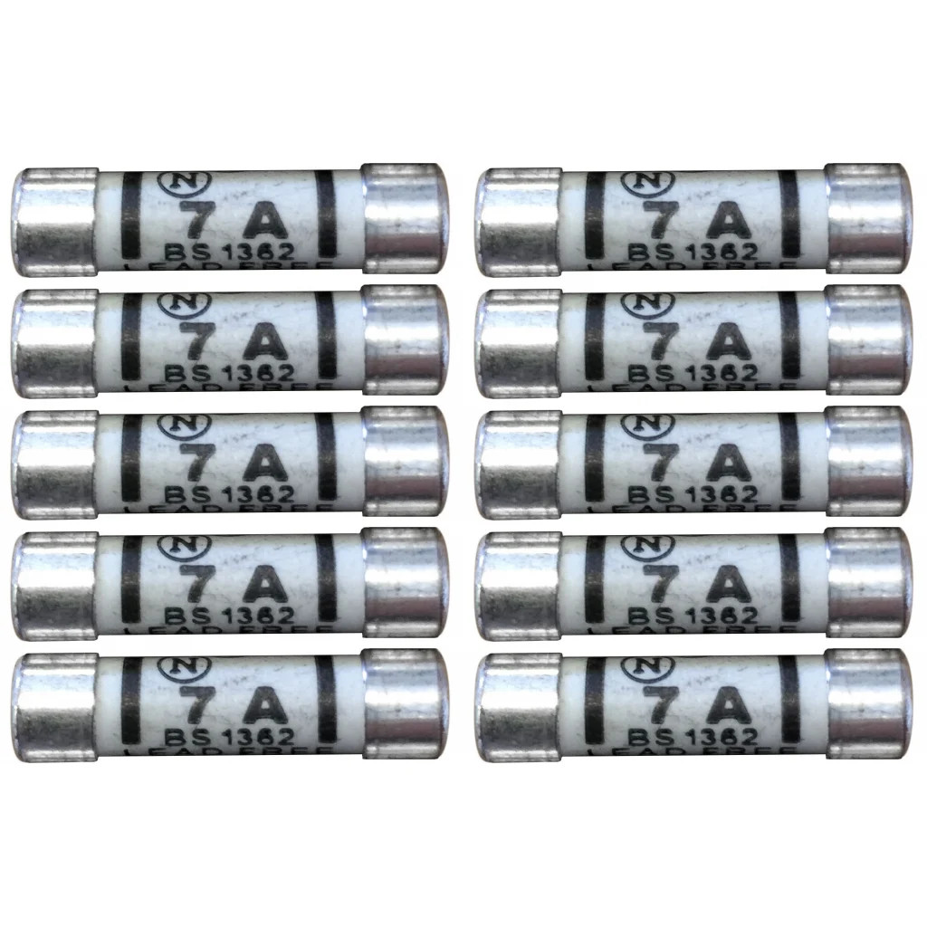 Pack Of 10 x Fuse 7A Plug Top BS1362 Lyvia Electrical SP7