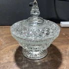 Anchor Hocking Wexford 1970s Vintage Pressed Clear Glass Candy Dish With Lid