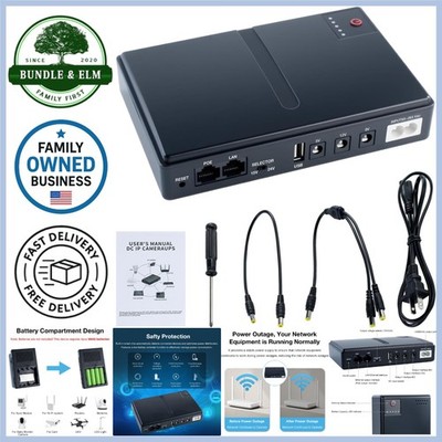 Mini DC UPS Power Supply for Router Camera Multi-Voltage Backup, No Battery