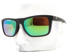 Costa Del Mar Mainsail Sunglasses Matte Black Green Polarized Poly Lens w/case