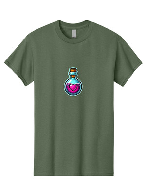 Love-Potion-Bottle Mens Graphic Tee, 100% Cotton, Casual Summer Wear