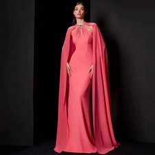 Wedding Guest Dress Satin Rhinestone Button Gown O-Neck Luxury Evening Dress