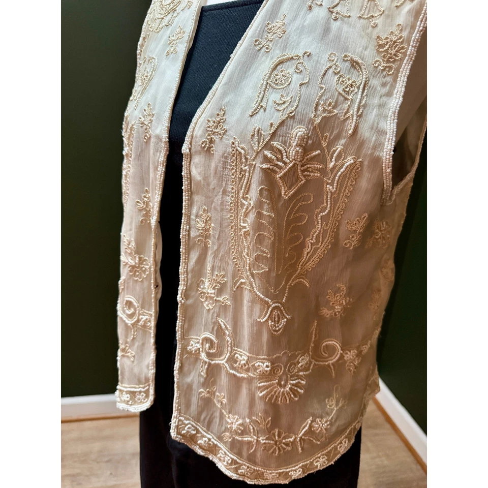 Винтажный женский жилет из бисера Rafaella размер M - Изображение 4 из 4