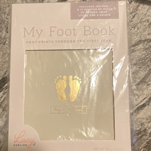 Lucy Darling My Foot Book Baby's First Year Memory Book, White & Gold, Unisex