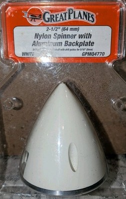Great Planes~ 2-1/2'' (64mm) White Nylon Spinner w/ Aluminum Backplate - GPMQ4770