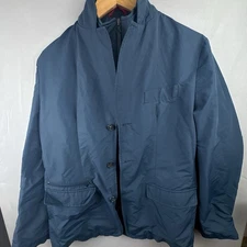 FAY 3-Button Full Zip Collared Windbreaker Jacket Navy Blue Mens Large