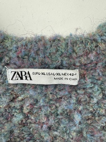Zara Mens Fuzzy Cardigan Sweater Size L-XL - Picture 4 of 4