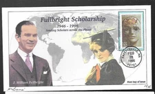 SENATOR WILLIAM FULBRIGHT SCHOLARHIP ALL-OVER  BARRE'  CACHET FDC 1996+INFO CARD