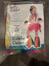 Rainbow Unicorn Fantasy Animal Fluffy Fancy Dress Up Halloween Child Costume