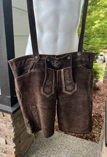 Vintage Mens Chocolate Leather Lederhosen 62 Oktoberfest