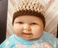Handmade Crocheted Baby Hats Beanie Newborn 0/3 Months 12  X 5  Browns