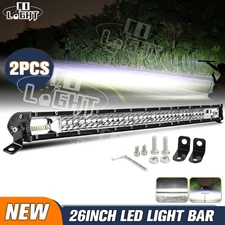 26inch Dual Row LED Work Light Bar Spot Flood 4WD Truck SUV ATV Driving Lamp 24"