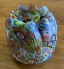 3.25" VTG Millefiori Italian Glass Vase Murano Italy Loads Of Color Ruffle Rim