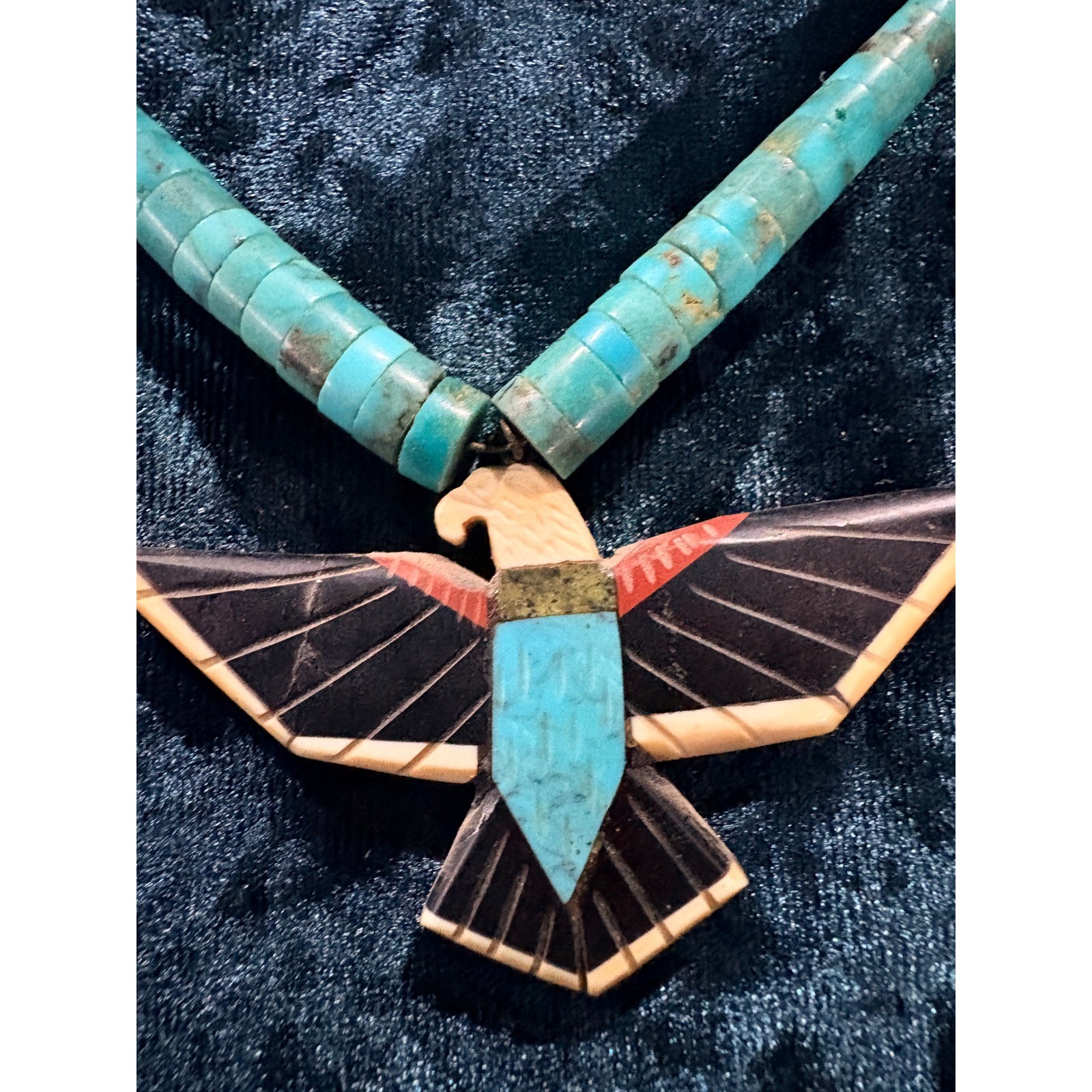 Native American Inspired Thunderbird Turquoise Ne… - image 1
