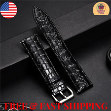 Crocodile Leather Watch Band 18mm 20mm 22mm 24mm Premium Strap with Steel Buckle