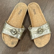 Michael Kors Monat Gold Slides Gold Logo - Women?s Size US 4