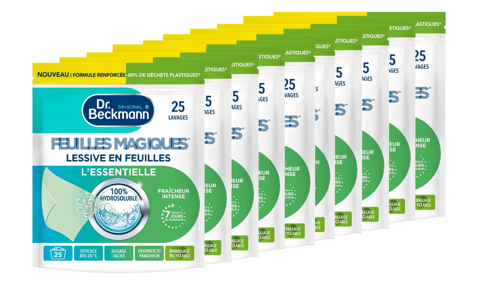 Lessive en feuilles ultra légères L'ESSENTIELLE pour un dosage parfait