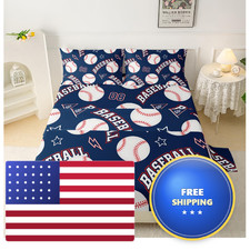 Qoomo Baseball Bed Sheetssports Bed Sheet For Kids Boys Teens16 Deep Pocket4