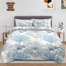 Full Size Bedroom Comforter Set with 2 Pillowcases, Marine Life Starfish Cora...