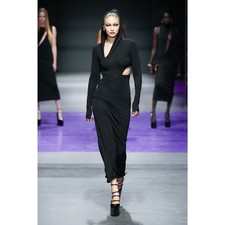 NWT Versace Runway Black Maxi Dress IT 38 US 2 Hooded Cut Out $3,475