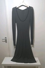 Vintage ZARA Black Striped Bodycon long Jumper Dress Long Sleeved UK S