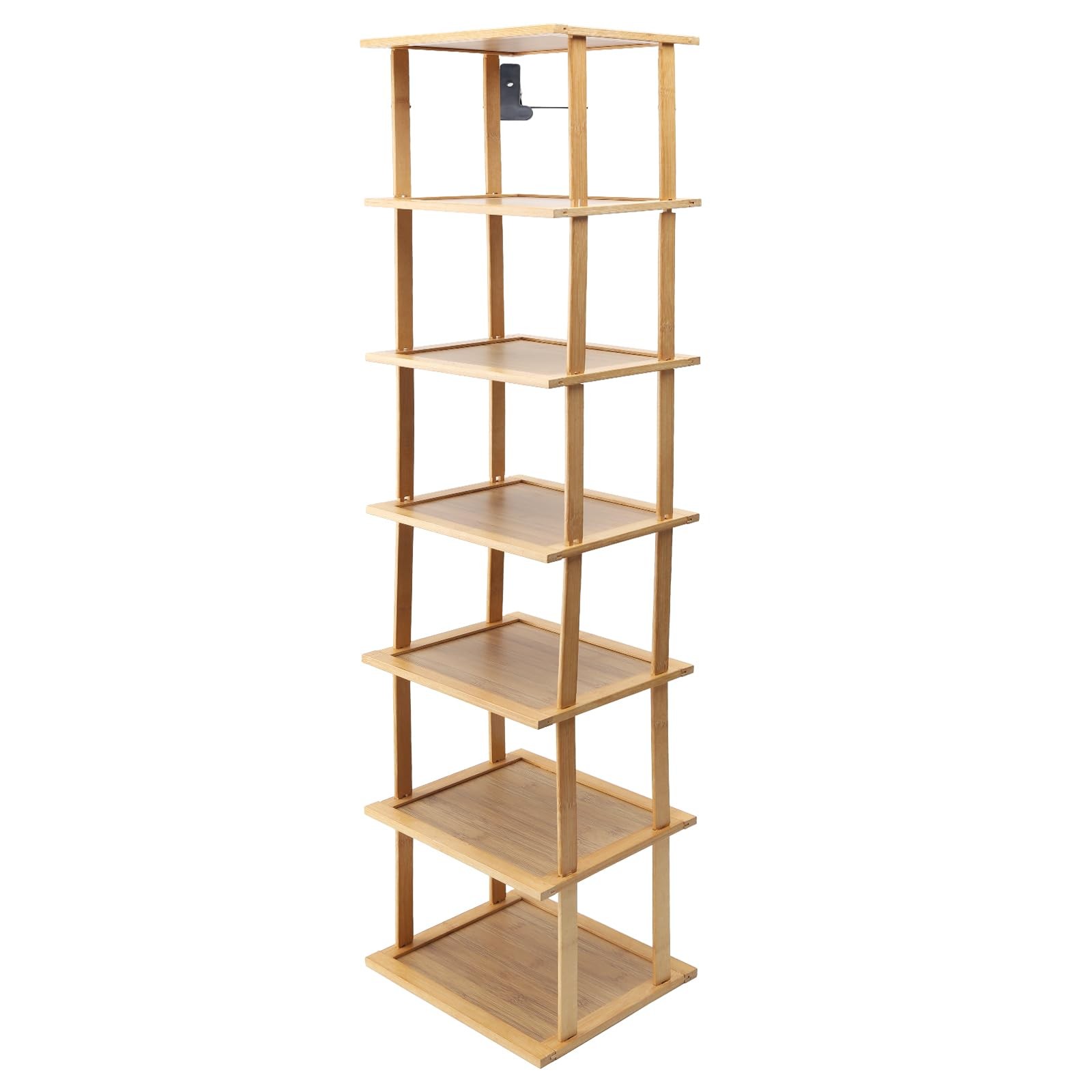 7-Tier Bamboo Shoe Rack for Small Spaces - Vertical Entryway Organizer