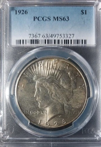 1926 P PCGS MS63 Peace Silver Dollar $1 US Mint Coin 1926-P MS-63 Blast White