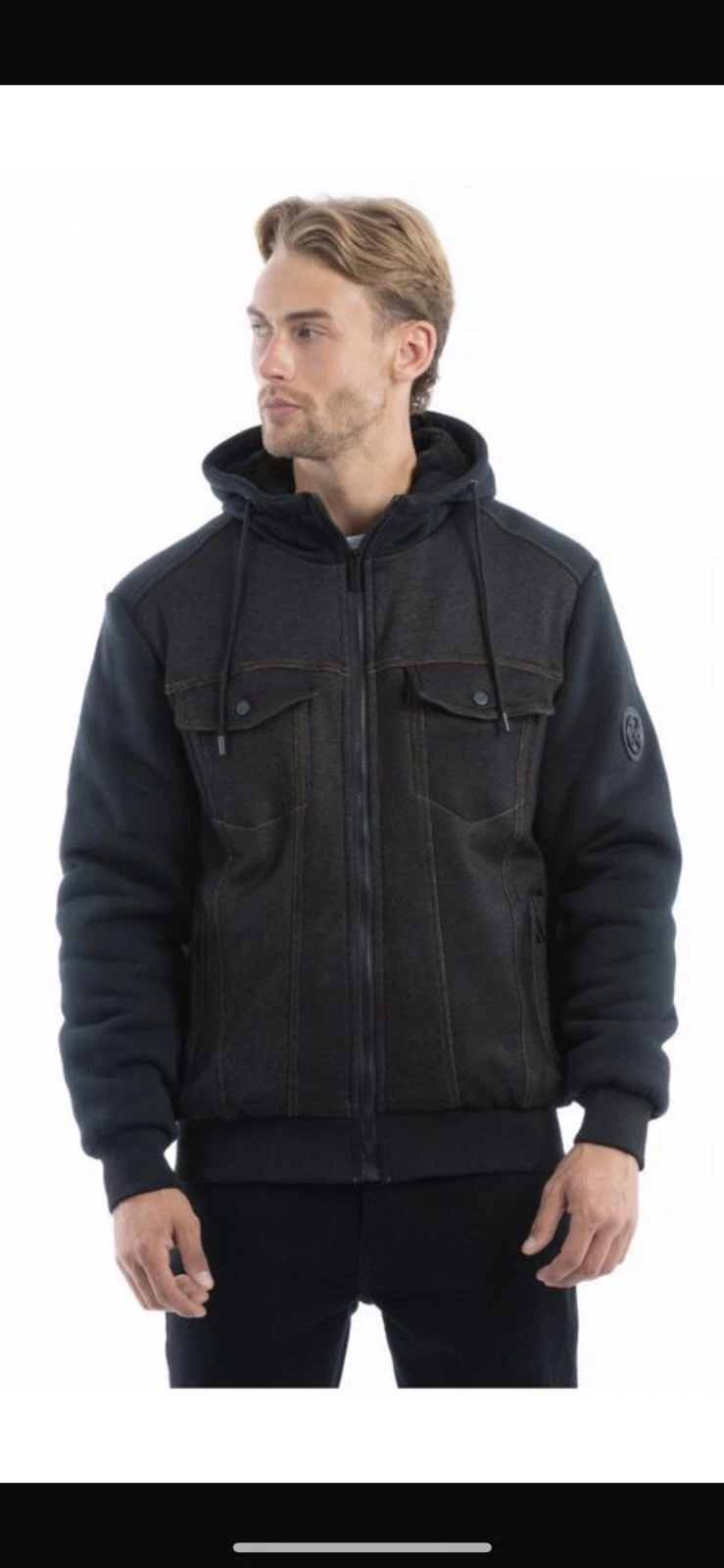 MX Mens Fashion Designer Denim Chest Panel Jacket
