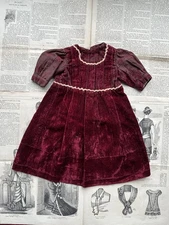 Robe Ancienne Velours Rouge Pour Poupée Ancienne 