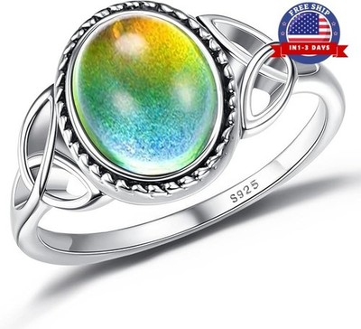 Anillo Que Cambia De Color Para Mujer Joya Gemas De Control De Temperatura Lujo