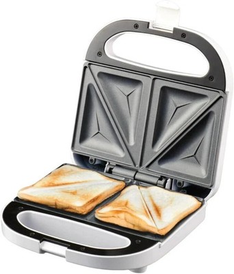 Sandwichmaker 2 Scheiben Sandwich Toaster Maschine Antihaft Easy Clean 750W Weiß