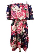 Connected Women's Printed Tiered Off-the-Shoulder Dress