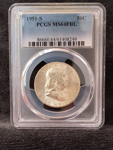 1951-S Franklin Half Dollar PCGS MS64 FBL - Full Bell Lines