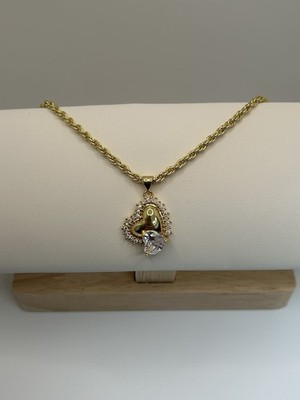 Atemberaubende Doppel Herz CZ Stein Halskette 55 cm Elegant Seil Kette 9 kt Gold Filled