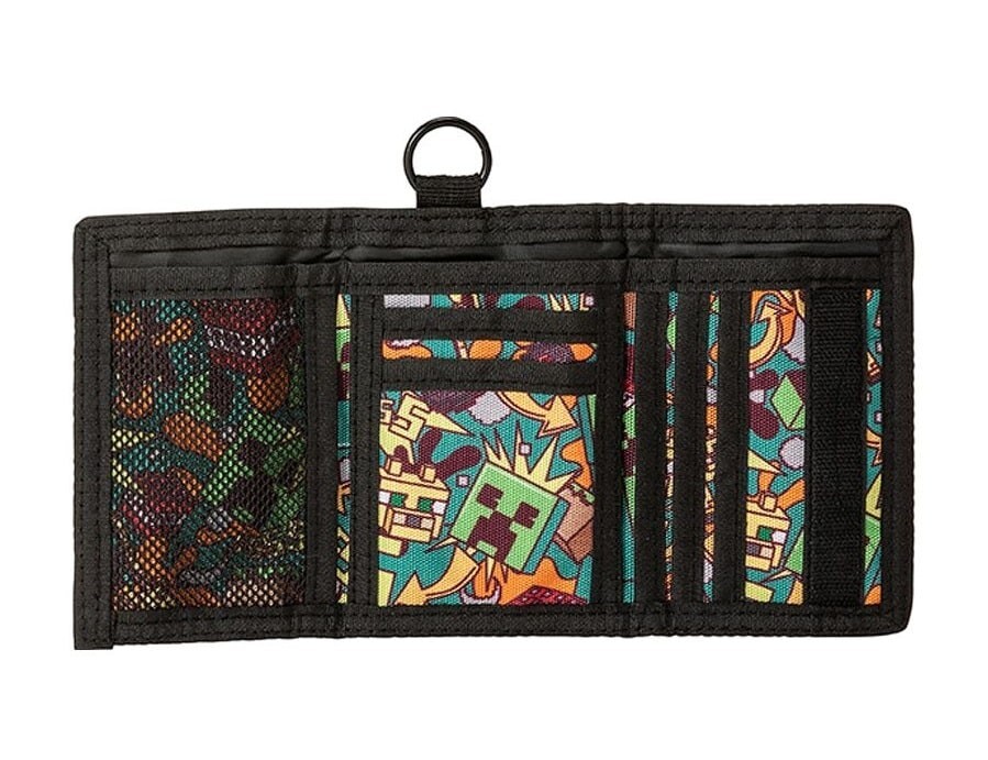 Portafoglio Minecraft Per Ragazzi - Con 4 Portachiavi Creeper | Ufficiale, Unisex, Con Tasca Monete