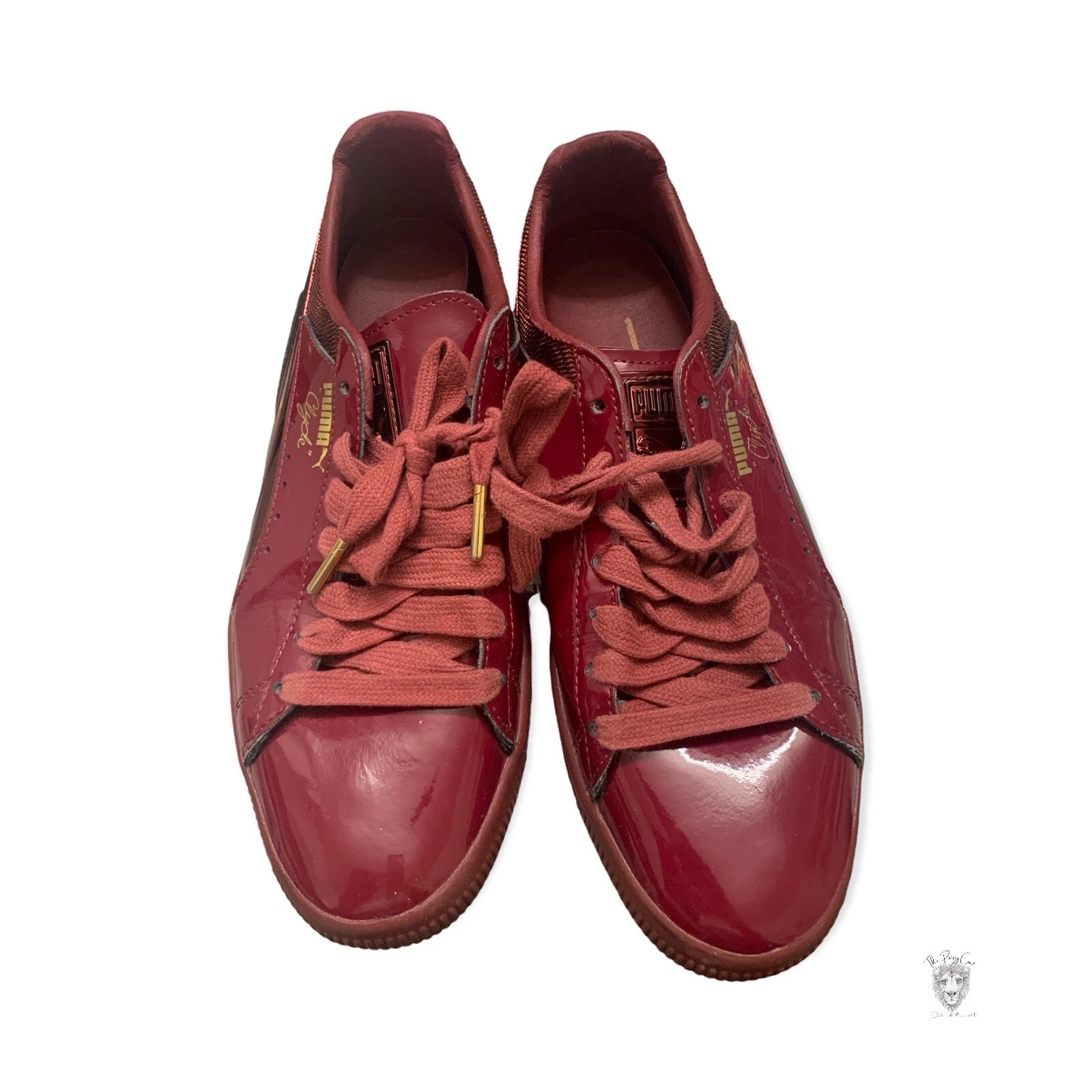 Puma Clyde Frazier Uomo Taglia 8 Sneaker Rosso Piatto Pizzo Pelle Verniciata