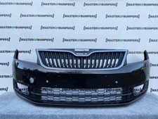 SKODA RAPID SPACEBACK 2012-2015 FRONT BUMPER IN BLACK WITH GRILLS GENUINE [S201]