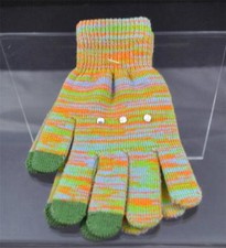 New Varigated Green Orange Blue 3 Finger Texting Gloves Rhinestone Trim B25