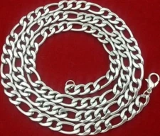 Stainless Steel Sterling Silver Figaro Link Chain Necklace Choke Anklet Bracelet