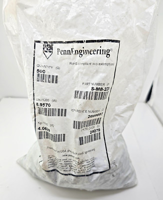 (QTY 500) PENN ENGINEERING PEM Self-Clinching Panel Nuts S-M8 2ZI