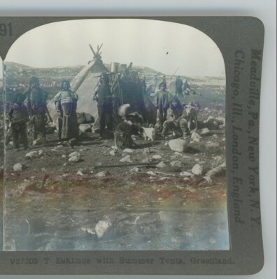 Eskimo With Summer Tents Greenland - Keystone Stereoview